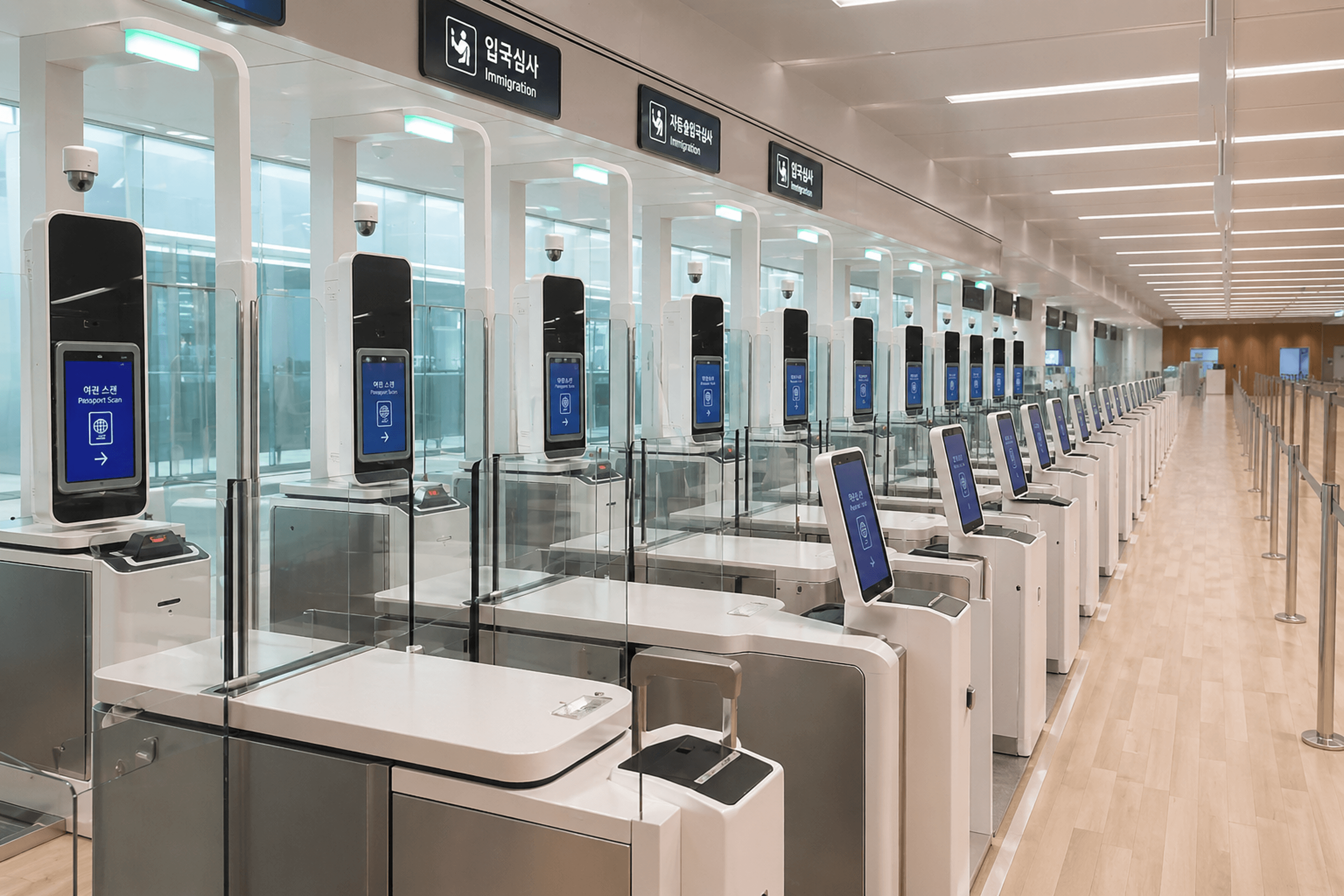 공항 입국심사장에 설치된 AI 자동출입국심사대